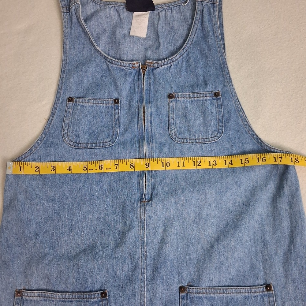 Denim Overall Pinafore Vintage Apron Style Jumper Dress Sleeveless Cottage S - Picture 4 of 14